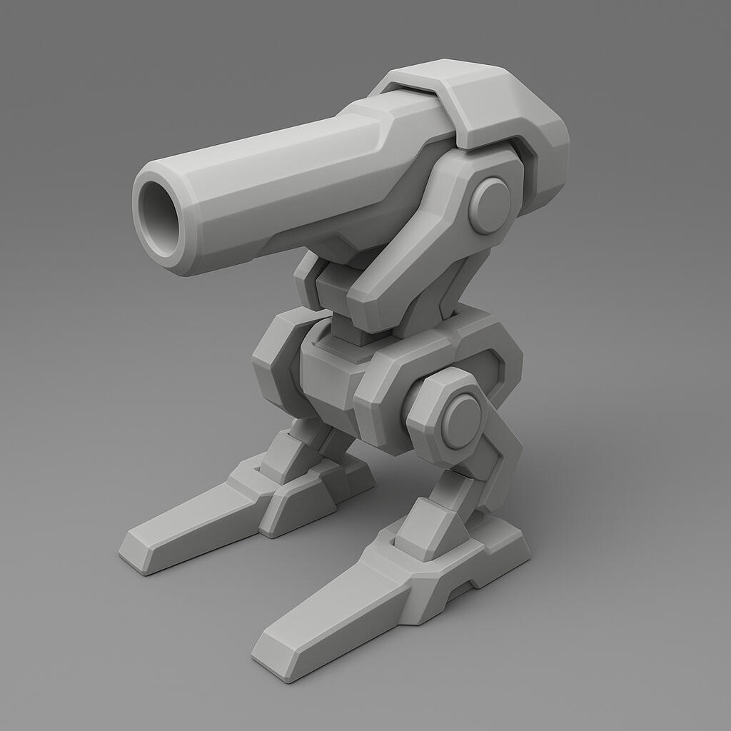 Torreta Mecánica — Modelo 3D Listo para Impresión Modelo 3D de una torreta mecánica estilo “mech”, diseñado con formas sólidas y piezas definidas, optimizado para fabricación aditiva. Archivo preparado para impresión 3D y prototipado de alta precisión.