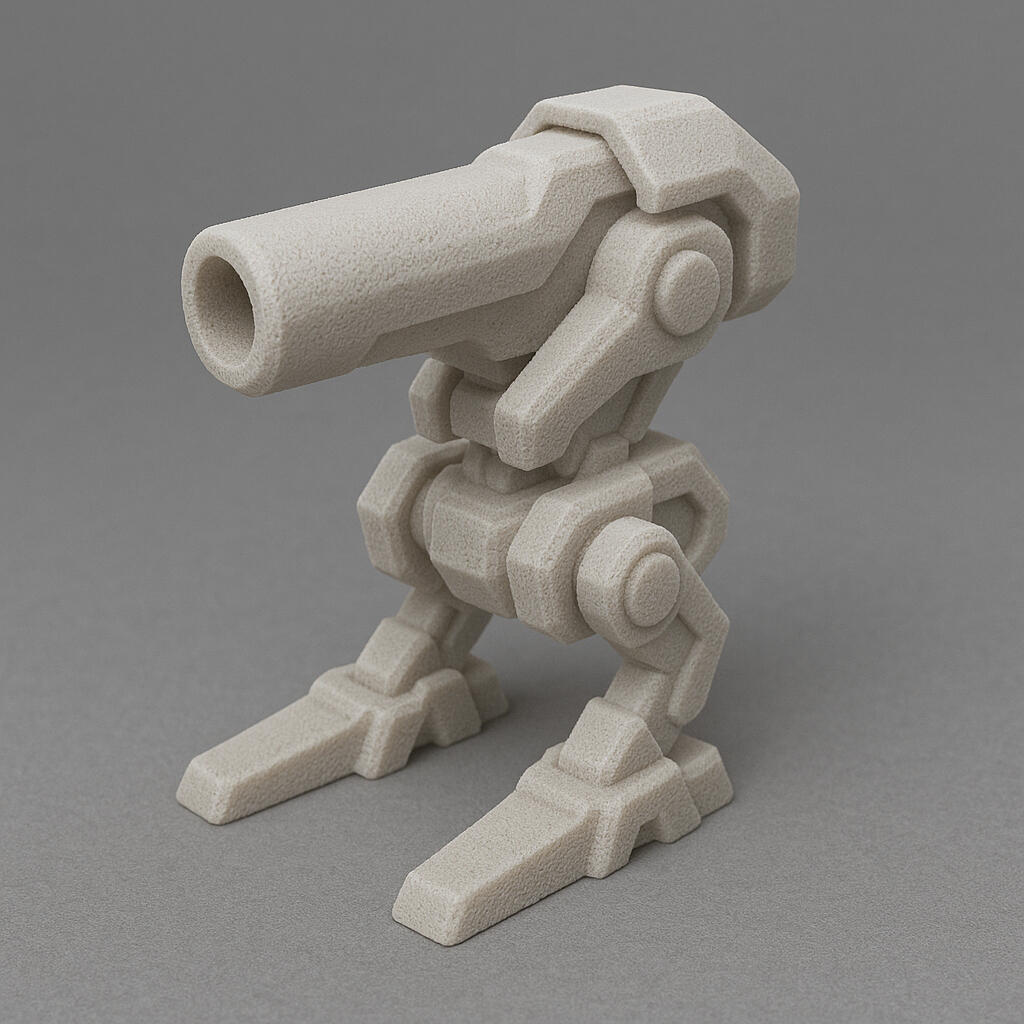 Torreta Mecánica — Pieza Impresa en 3D Pieza mecánica estilo “mech” impresa en 3D, con geometría robusta y detalles definidos. Ideal como muestra de prototipado y fabricación aditiva para proyectos técnicos o creativos.